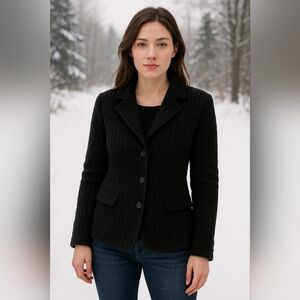 Cableknit Coldwater Creek Black Button Up Coat sz XL